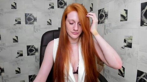 Natural redhead with hairy pussy showing off her love for smoking